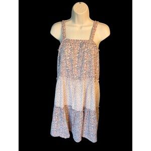 Dani & Davi Mixed Floral Tierd Smocked Sun Dress Pink Blue Babydoll Size L NWT